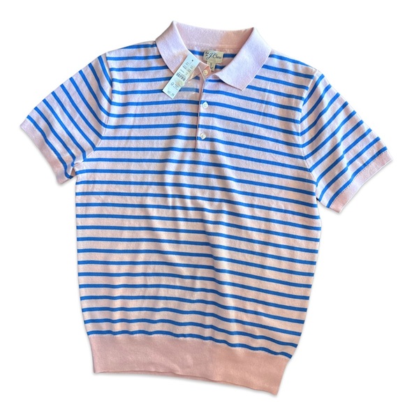 J. Crew Short-sleeve heritage cotton tipped sweater-polo in stripe - Picture 5 of 6